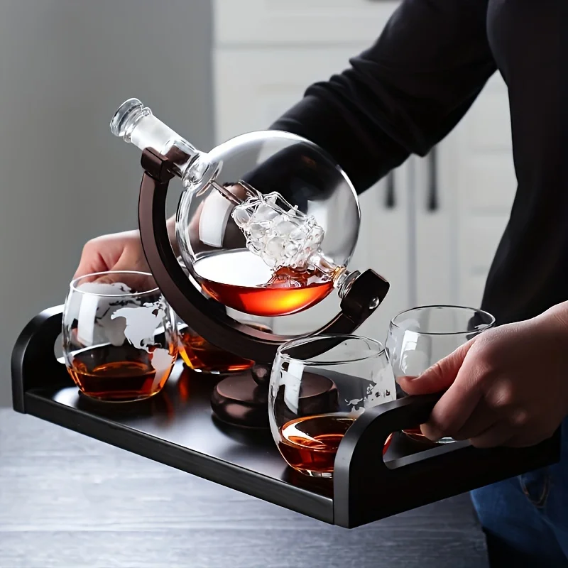 Decanter Globe Set - كرة أرضية على شكل ويسكي الدورق