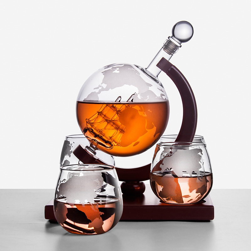 Decanter Globe Set - غلوب الدورق زجاج إبداعي زجاجة نبيذ
