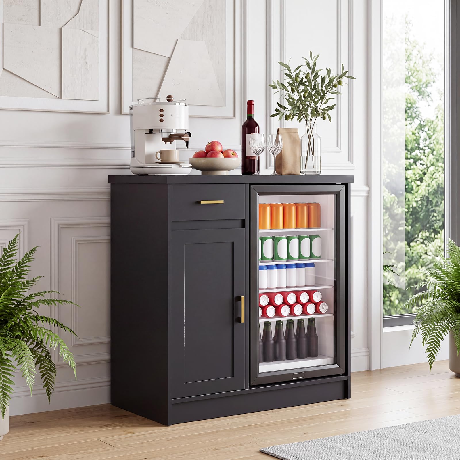 Home Bar And Fridge - خزانة بار نبيذ بتصميم ريفي مقاس