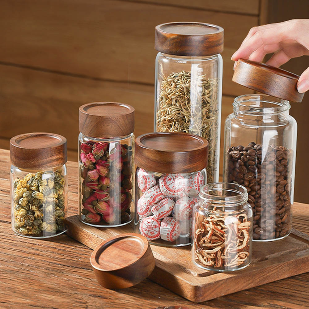Highball Glass Set - زجاج بوروسيليليك مرتفع مع خزان الأغطية