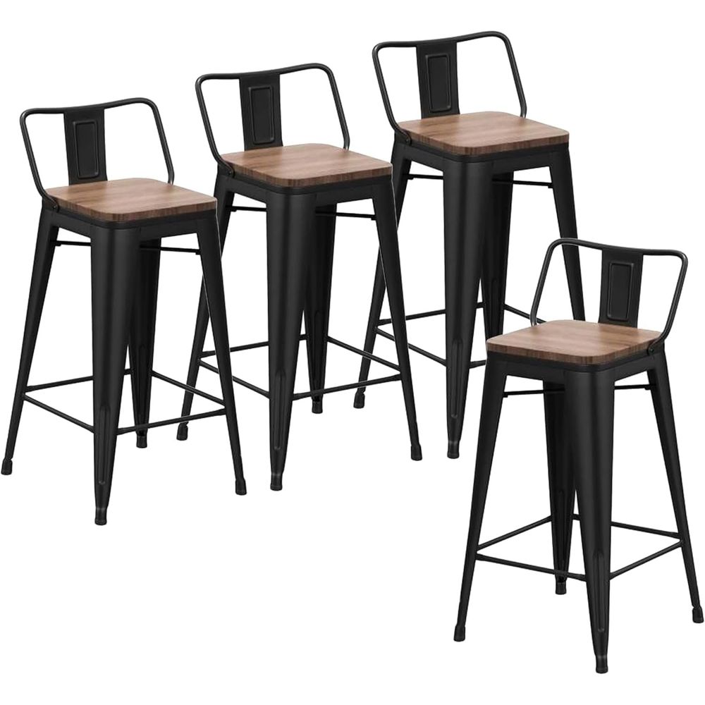 Home Bar And Counter - مجموعة من 4 كراسي بار معدنية