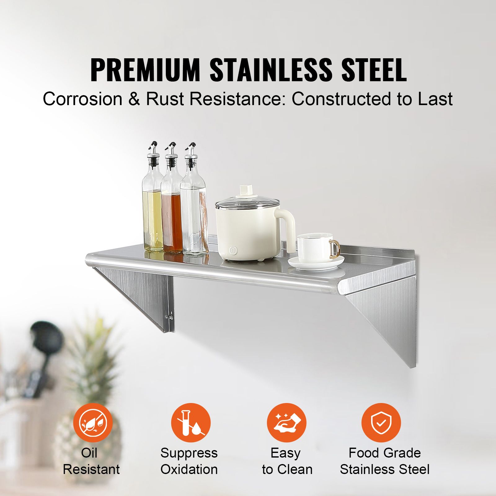 Home Bar Shelf - رف من الفولاذ المقاوم للصدأ مقاس
