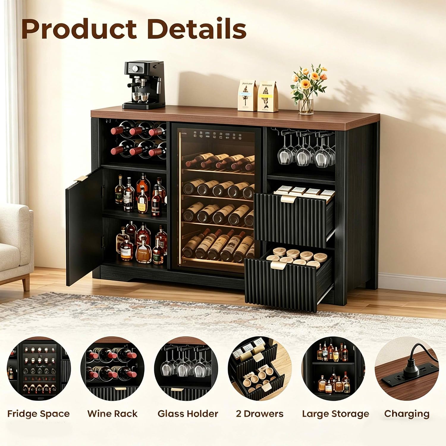 خزانة بار للقهوة مع مساحة لثلا - مراجعة Home Bar And Fridge وسعره